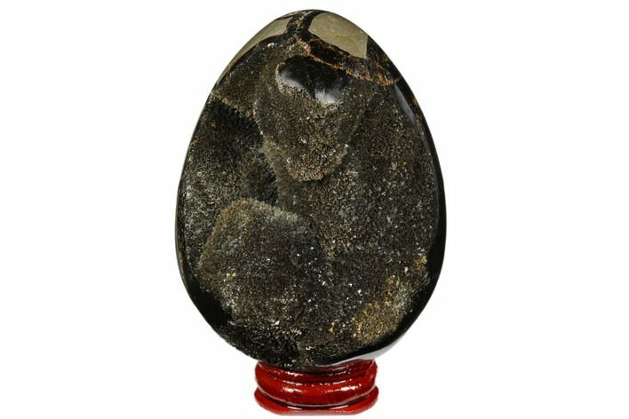 Septarian Dragon Egg Geode - Black Crystals #177392
